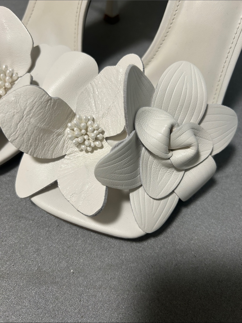 Steve Madden White Floral Open-Toe Ankle-Strap Heels- Amani sandal - Picture 2 of 9